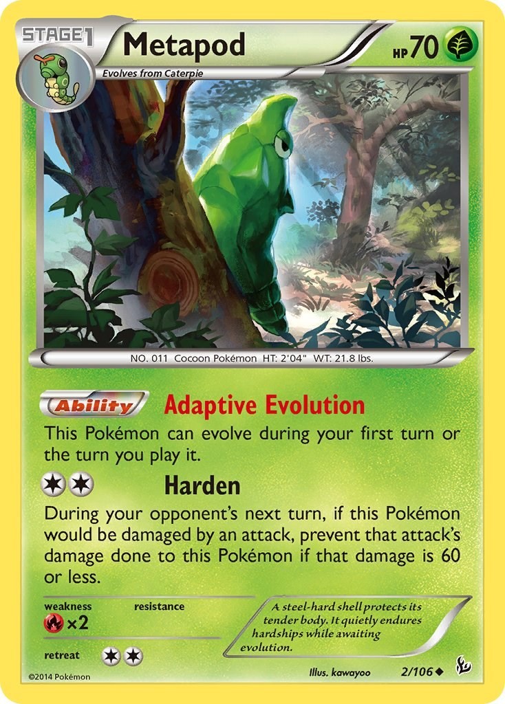 Pokemon Metapod [XY - Flashfire - 2/106] Moderately Played Uncommon