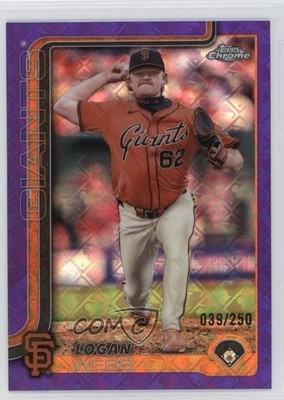 2025 Topps Chrome Logofractor Edition Purple Refractor /250 Logan Webb #296 1n2k