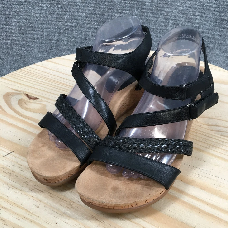 Baretraps Sandals Womens 11 M Finna Ankle Strap Black Faux Leather Wedge Heels - Image 3 of 4