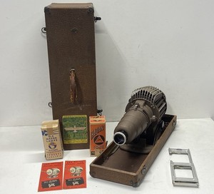Vintage GoldE Hi-Liter Slide Projector Case Bulbs 5in Lens Tested Working Light