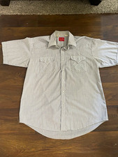 Plains Western Wear Men  s L Blue/White Striped SS Shirt Pocket