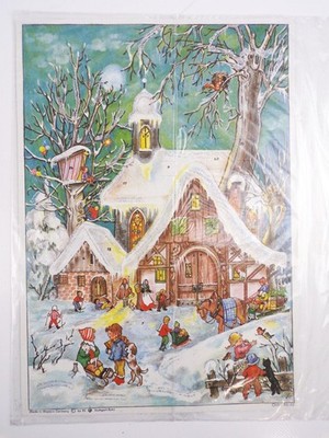 Old Advent Calendar RS Stuttgart Rohr Order No 48 Vintage Children Winter