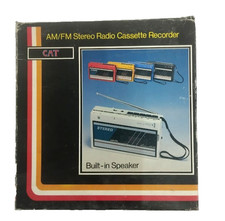 CAT WM-05 Radio Cassette STEREO VINTAGE 80 NUOVO in SCATOLA NIB Cuffie Omologato