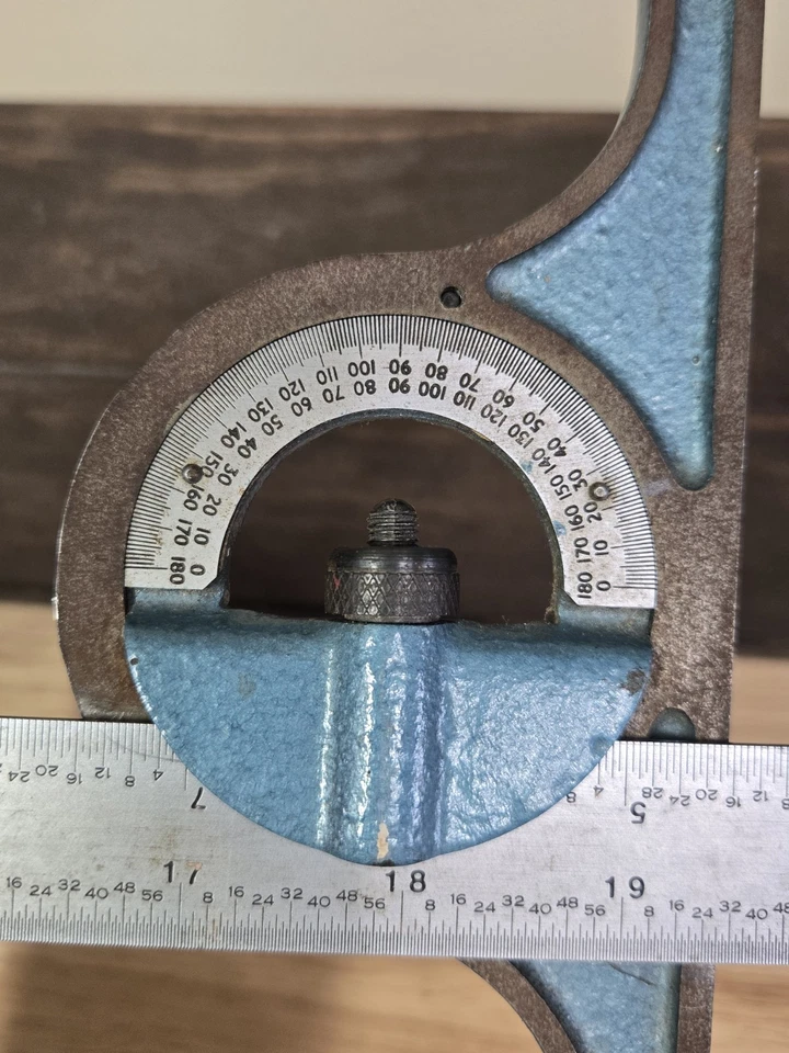 Vintage Machinist Protractor With Level & 24" Metal Ruler - Image 4 of 4
