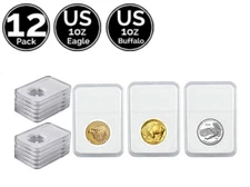12 Pack Slab Coin Snap Holder 4 US 1 Oz American Gold Platinum Eagle Buffalo