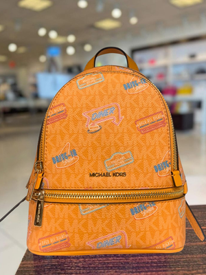 Michael Kors Rhea XS Mini Women MK Logo Strap Zip Pocket Backpack