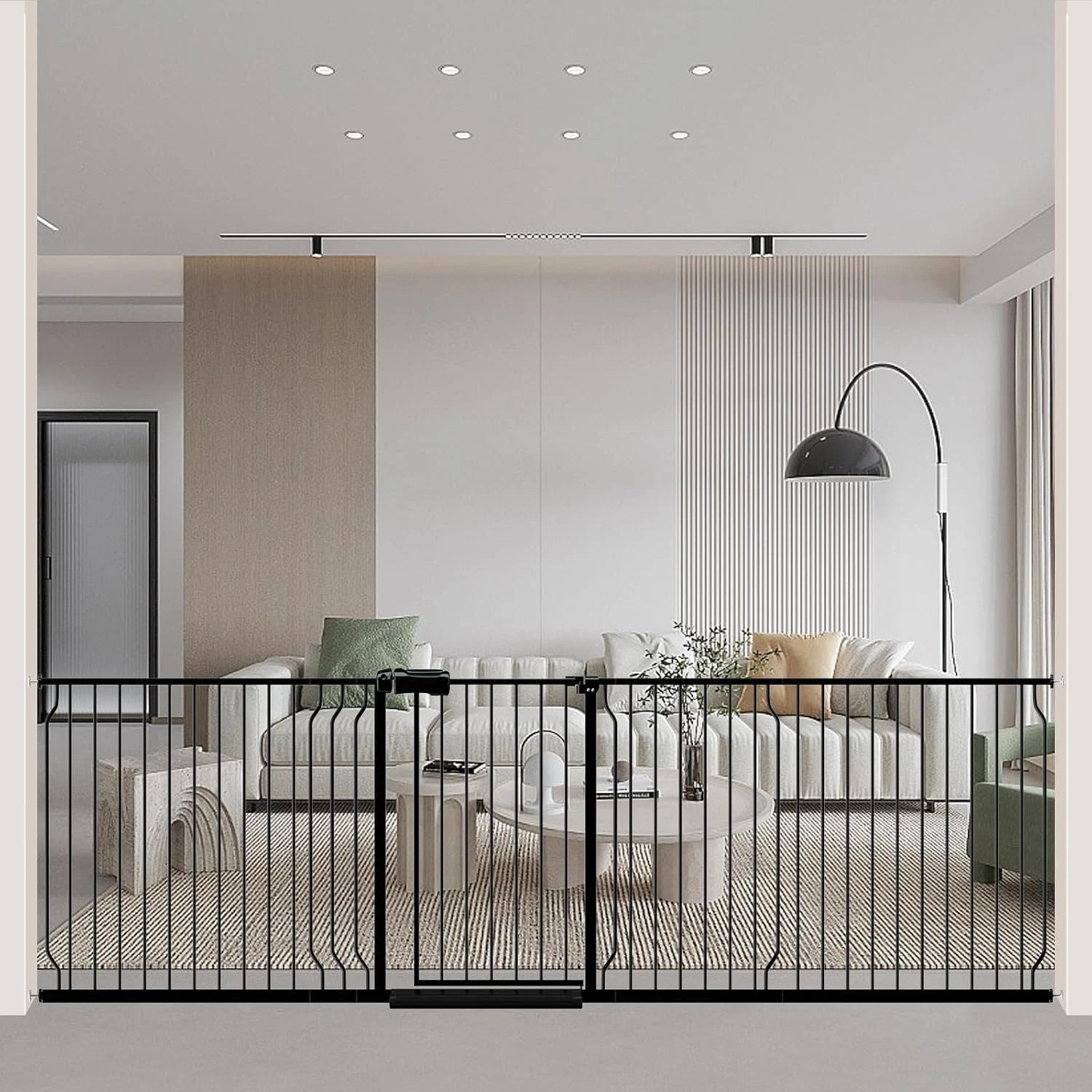 WAOWAO Baby Gate 100-109.42" Extra Wide Pressure Mounted Walk Through Swing Auto