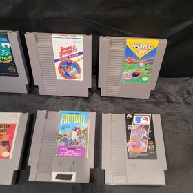 Lot of 6 Original Nintendo NES Video Games Football Baseball Soccer Basketball