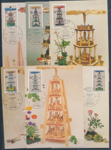 XE59692 Germany 1987 DDR christmas pyramids maxicards used