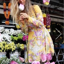 Spell & The Gypsy Free People Blue Skies Mini Wrap Floral Print Dress