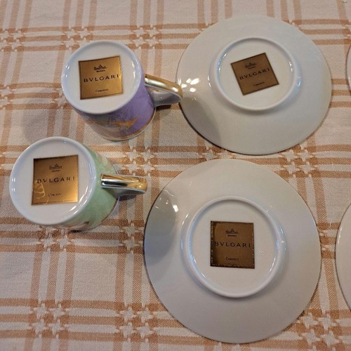 BVLGARI Concerto Demitasse Cup Saucer 4 Set Violin Trumpet Tambourine Rosenthal - Picture 3 of 4