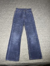 Vintage Levis Corduroy Pants boys 12 24x25 Blue High Waist Orange Tab USA 70s