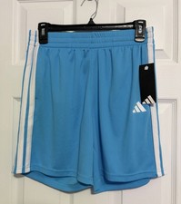 BNWT YOUTH ADIDAS THREE STRIPES MID THIGH LENGTH SHORTS CYAN US EXTRA LARGE XL