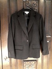 Pendleton 100 Virgin Wool Blazer Women's 12 Petite Black 1 Button USA Made