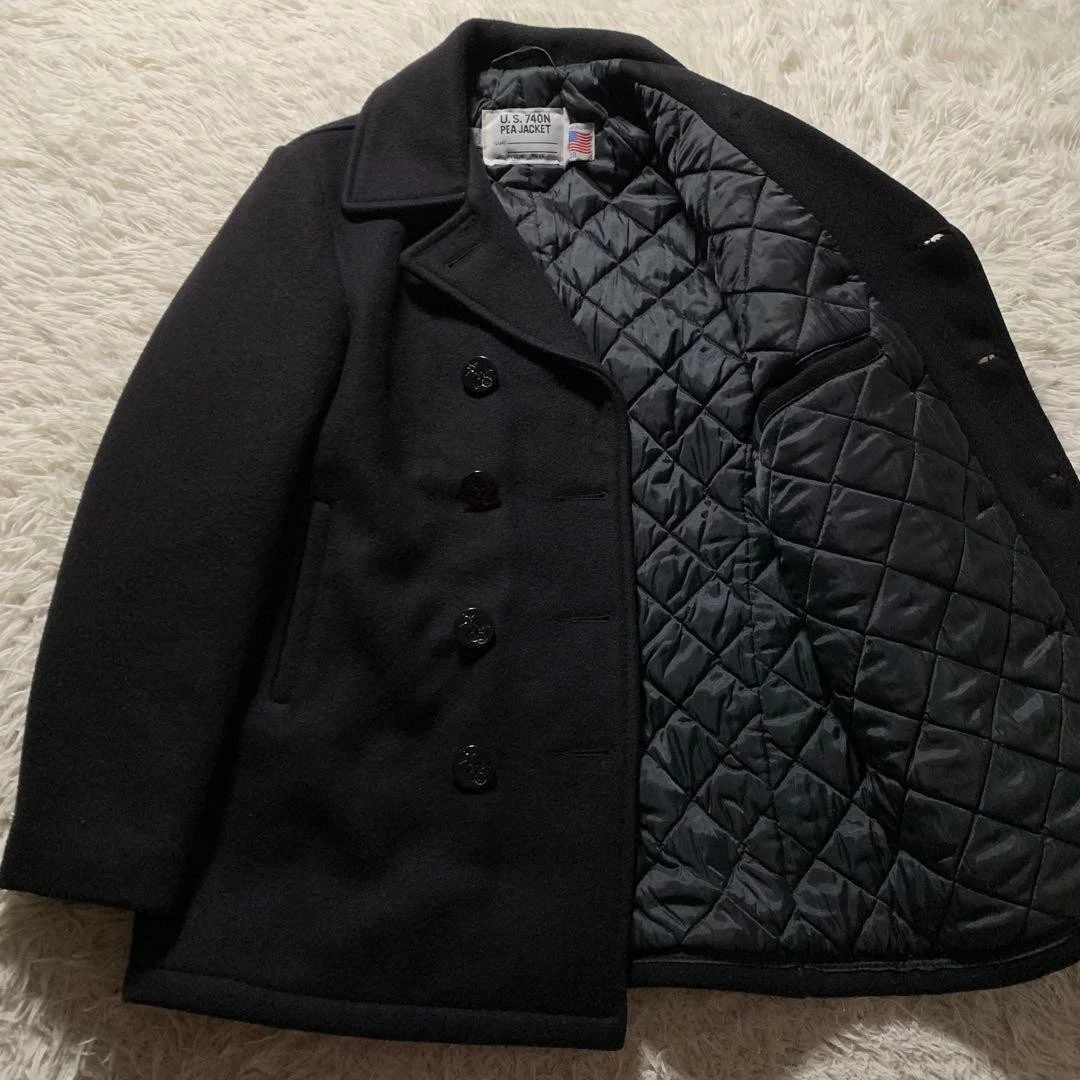 Abrigo Chaqueta de Lana SCHOTT 740N Pea Negro M Auténtico De Japón