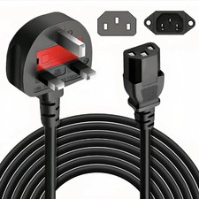 13A Power Cord UK Plug to IEC Cable PC Mains Kettle Lead C13 1m/2m/3m/5m/10m Lot