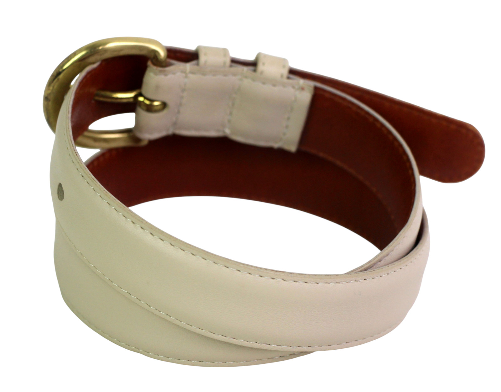 Coach BEIGE BONE REAL LEATHER 1"Wd DRESS CASUAL CLASSIC WOMEN'S BELT Sz M (A91 thumbnail 3
