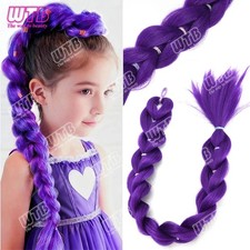 26 inch Purple Braids Ponytail Rubber Band Pre Braiding Hair Synthetic Purple Ha