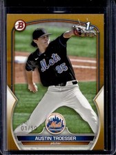 2023 Bowman Draft Austin Troesser 1st Prospect Gold Paper Parallel #01/50 Mets