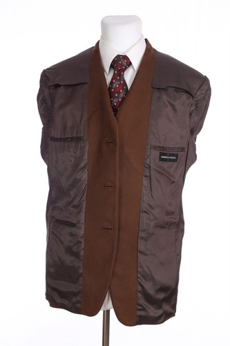 Andrew Fezza 3 Button Faux Suede Sport Coat 41 Regular Solid Brown Ventless - Bild 8 von 11