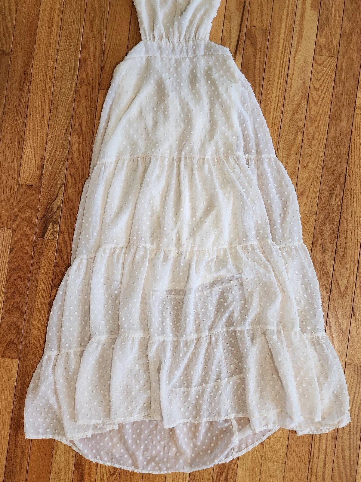 OFF WHITE Gonna Maxi Abito Altar'd State Avorio Off Bianco Strato Cravatta Schiena Aperta Foderata Nuova Senza Etichette