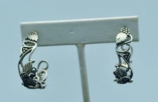 STERLING SILVER UNIQUE HALF HOOP STICK BACK EARRINGS  #FMP534