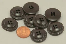 Lot of 8 Domed Shiny Brown Plastic Buttons 7/8" 23mm  # 6498