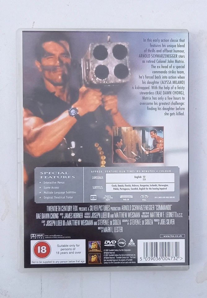 COMMANDO DVD 1985 Arnold Schwarzenegger, Alyssa Milano and Bill Duke - Image 2 of 4