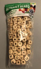 Alphabet Wood Beads. NEW In Sealed Bag 3 OZ