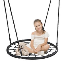 Columpio de árbol de platillo de 40" para niños columpio redondo con correas colgantes y cuerdas ajustables