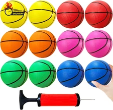 12 Pcs 5 Inch Mini Basketballs,Colorful Rubber Inflatablebasketball,Pool Kick Ba