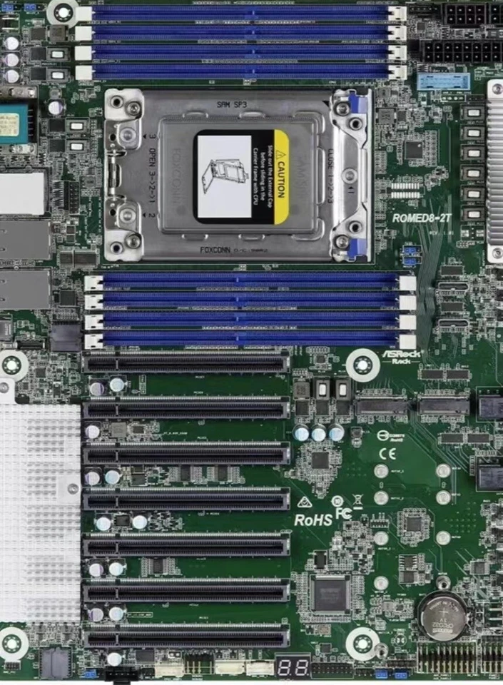 ASRock ROMED8-2T Motherboard AMD EPYC 7001-7003 Socket SP3 PCIe ATX - Image 3 of 4