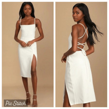 NWT Lulu  s Maple White Lace-Up Column Midi Dress - XS