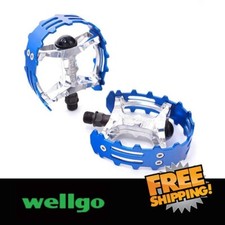 XC-II Wellgo bear trap pedals 1/2" FOR ONE PIECE CRANKS Blue Cage Old school BMX