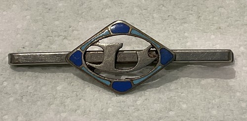 VINTAGE BLUE ENAMEL METAL TIE PIN L DECORATIVE MAN EXECUTIVE FORMAL JEWELLERY - Picture 12 of 12