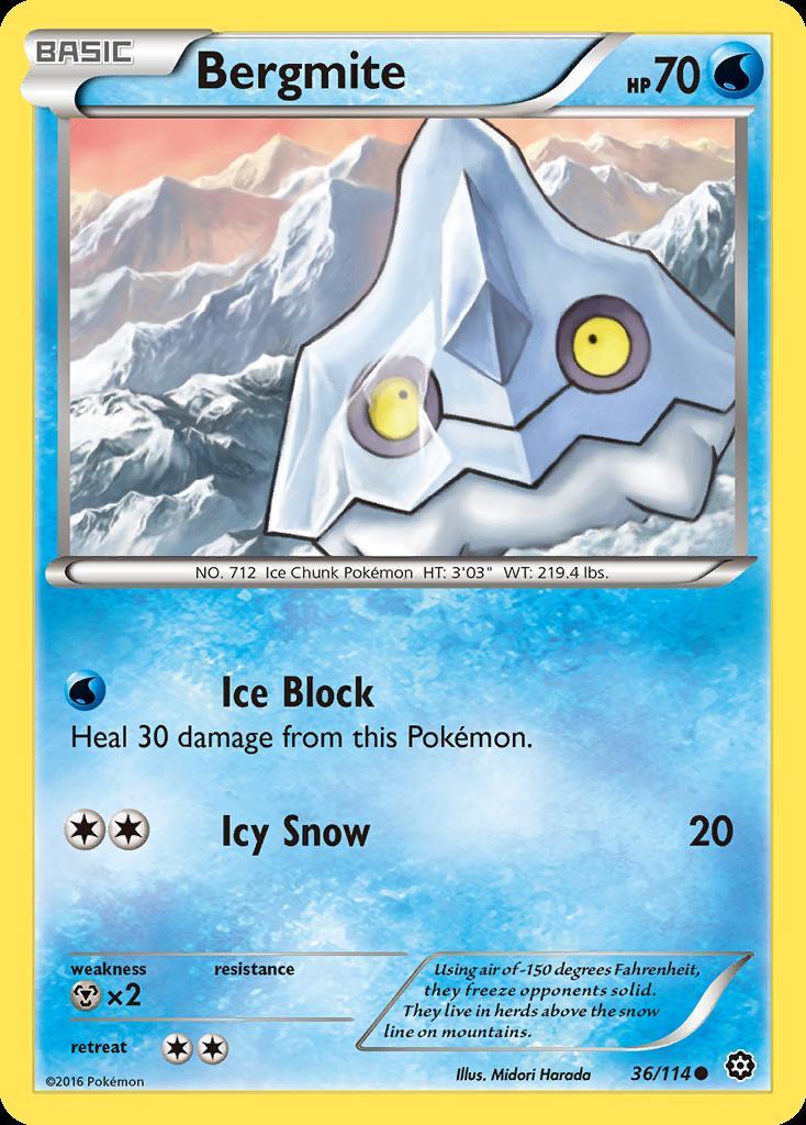 Pokemon Bergmite (36/116) Steam Siege LP REVERSE HOLO