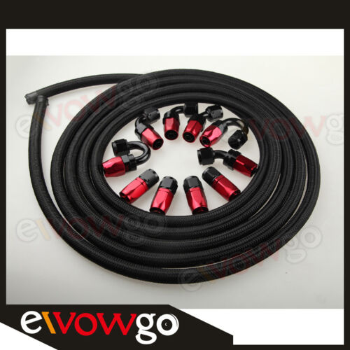 4AN AN4 Nylon Braided Oil/Fuel Line/Hose + Fitting Hose End Adaptor Kit