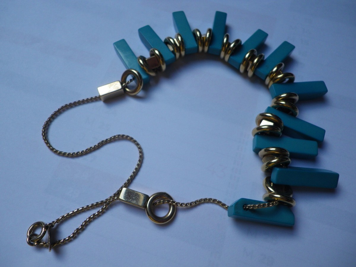 Ensemble Vintage Collier Et Clips LANVIN - Strass Bleus Et Métal Doré - Neuf Sans Boîte