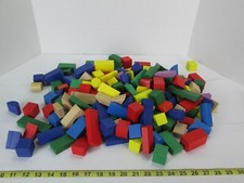 Lot of 170 Wooden Building Blocks Kids Child Toy Learning Toys Shapes Colors