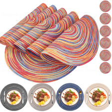 Set of 12pcs Round Placemats & Coasters Woven Table Place Mat Dining Table Decor