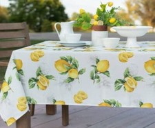 Textured Printed Fabric Tablecloth 60"x104" Oblong, CITRUS,LEMONS, LIMONCELLO,BM