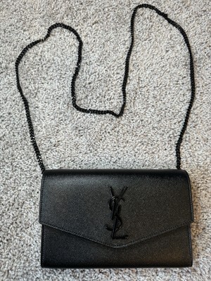 monogram chain wallet in grain de poudre embossed leather