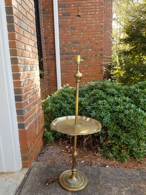 Antique Mutual Sunset Lamp Company #4777 Brass Floor Lamp w/Etched