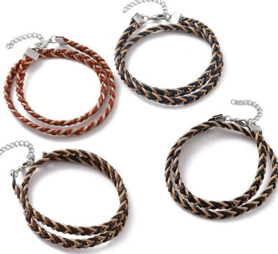 Packs of 4-24pcs Twisted Cowhide Double Loop Leather Friendship