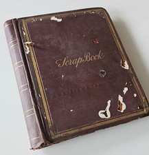 Vintage 'Nonpareil Patent March 1876' Scrapbook w/Die Cuts, Clippings, Etc