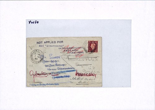 GB Cover RETOUR GIBRALTAR *SS STATHAIRD* ADEN Plymouth PAQUEBOT 1937 India YW54 - Picture 5 of 12