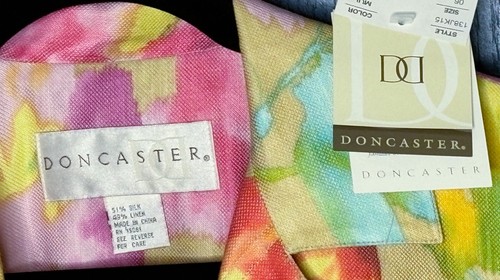 Vintage Silk Linen Watercolor Floral Blazer Jacket Size 6 Art To Wear Boho NOS - Picture 3 of 6