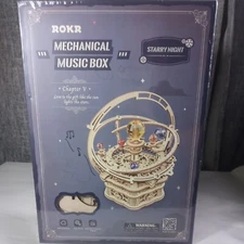 Mechanical Music Box Wooden 3D Puzzle Games DIY Toys Rotatable Model Building