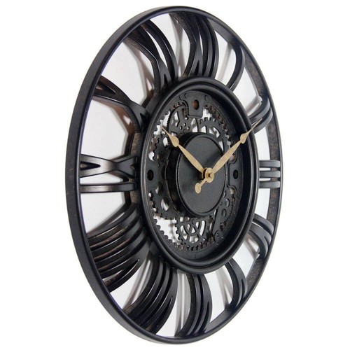 Infinity Instruments Wall Clock Roman Gear Rust Plastic Case Industrial Vintage - Picture 2 of 7