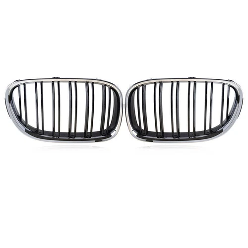 For BMW F01 F02 F03 F04 2009-2015 Pair Chrome Dual Slat Front Bumper Grille ABS - Picture 2 of 7